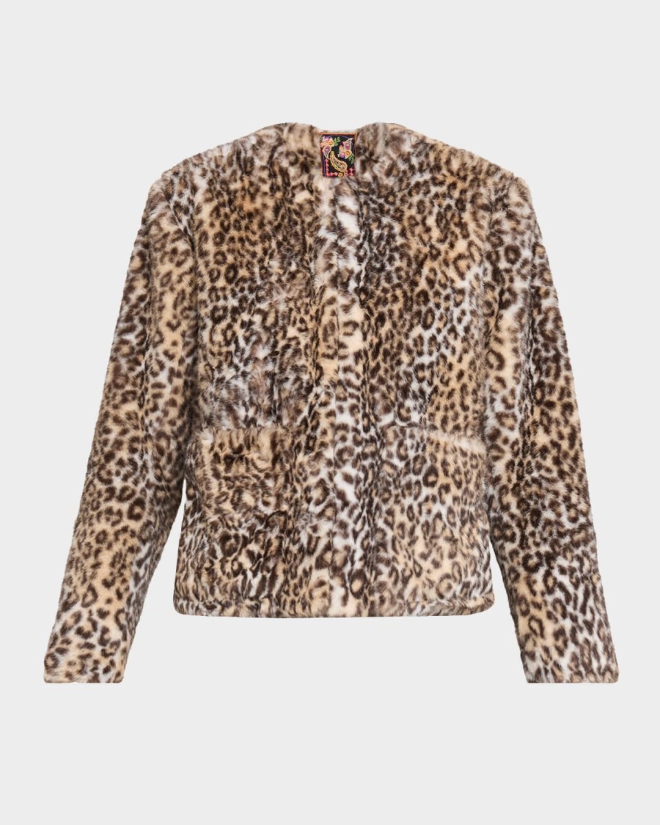 Leopard-Print Faux Fur Jacket